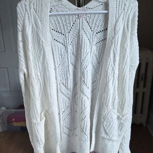 SO Women's Cream Cable Knit Cardigan